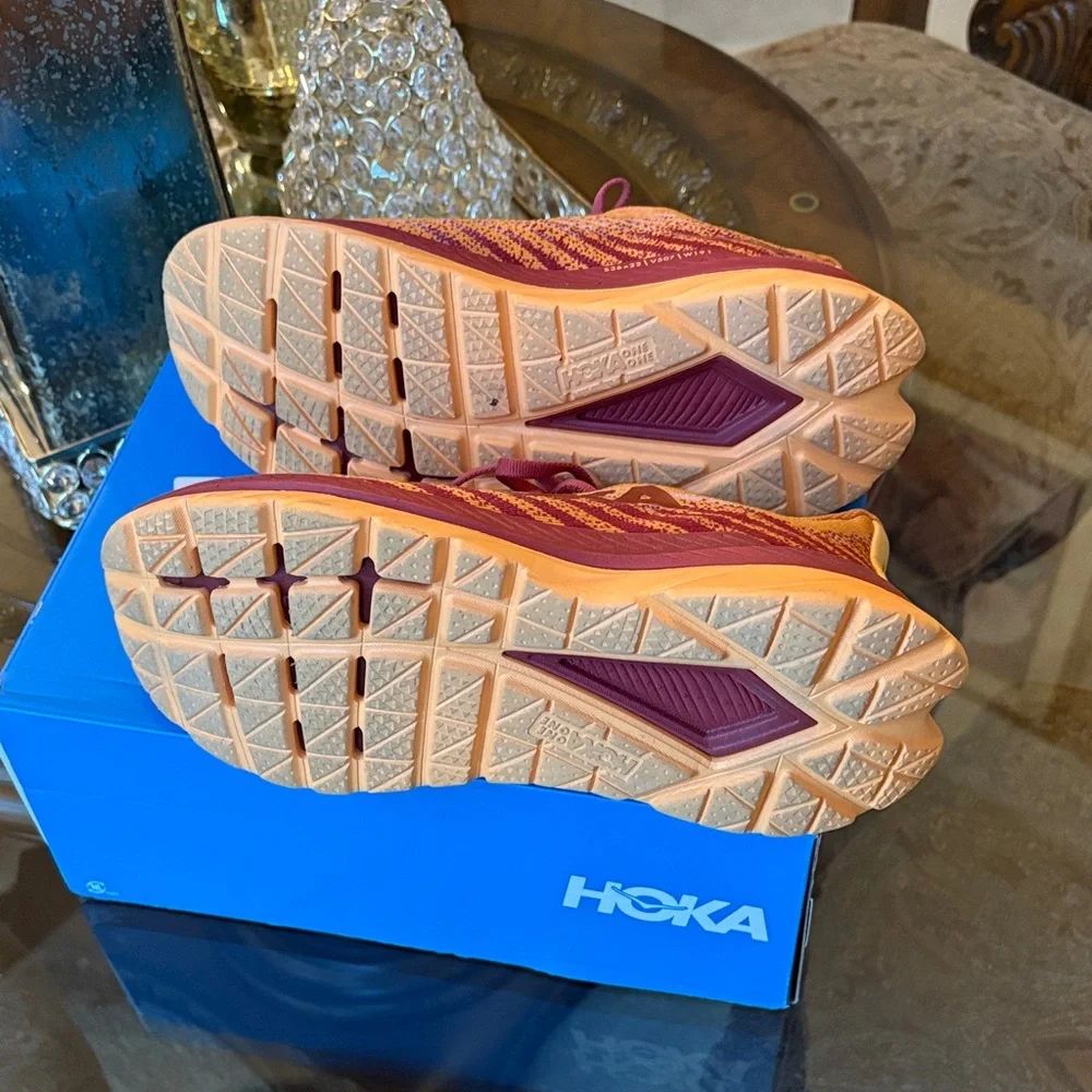 Hoka Women's Athletic Shoes in Orange and Maroon - Picture 4 of 4